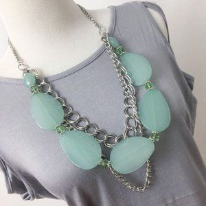 Teal / Silver Statement Necklace